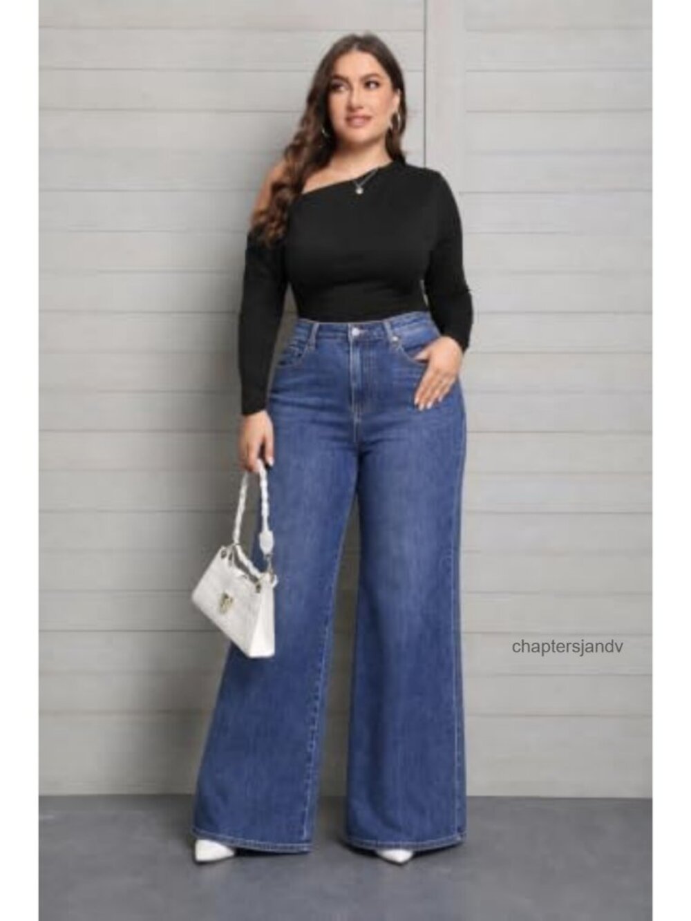 Plus Size High Rise Wide Leg Jeans Pintuck Rope Belt - Picture 3 of 6